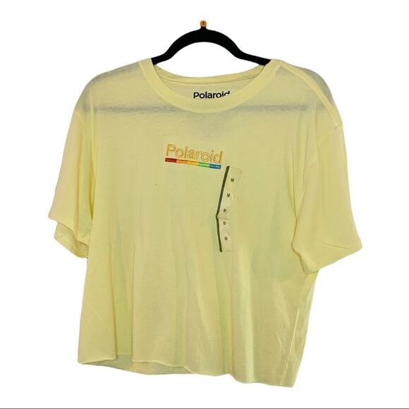 NWT Vintage Polaroid Crop T Shirt Yellow Size Medium - Picture 1 of 4